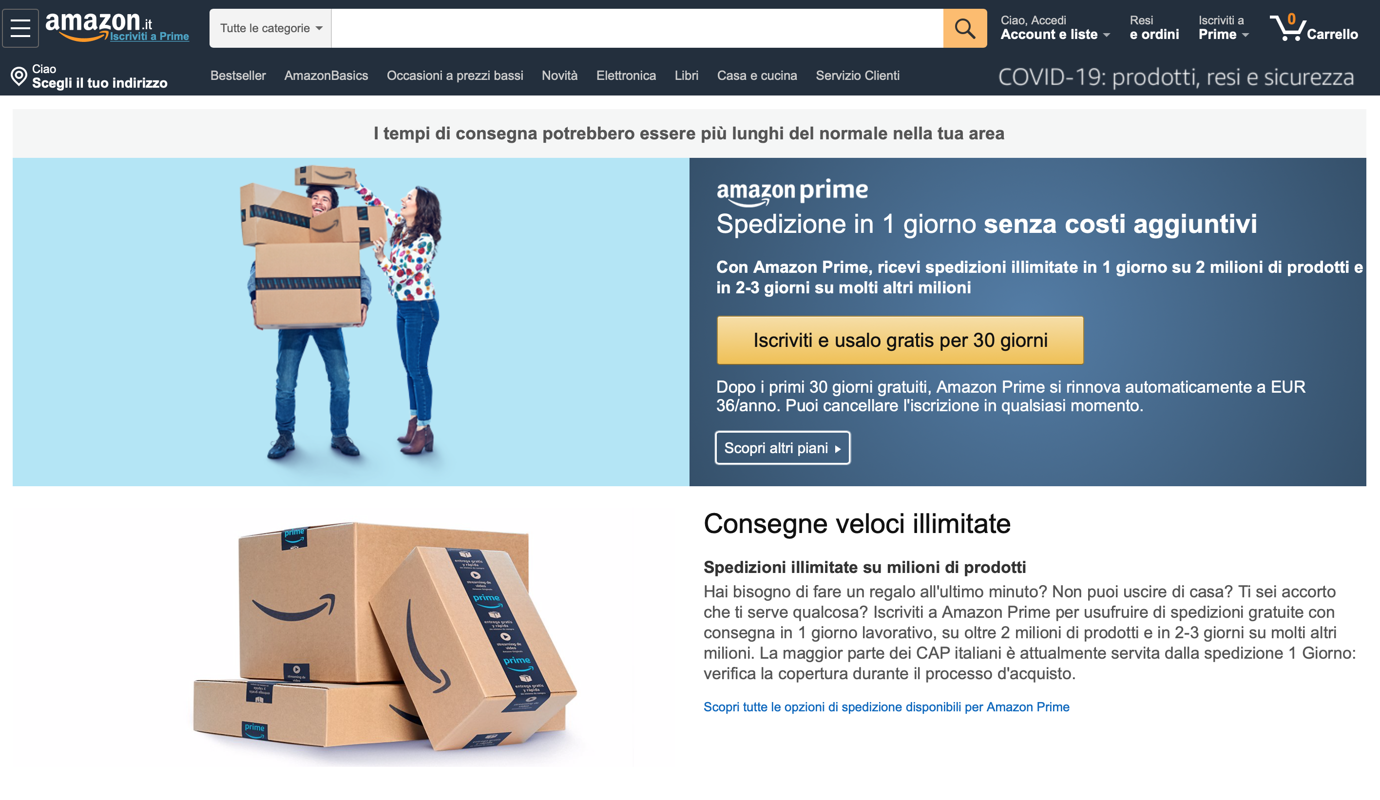 Amazon Prime: sfrutta il mese gratuito di prova