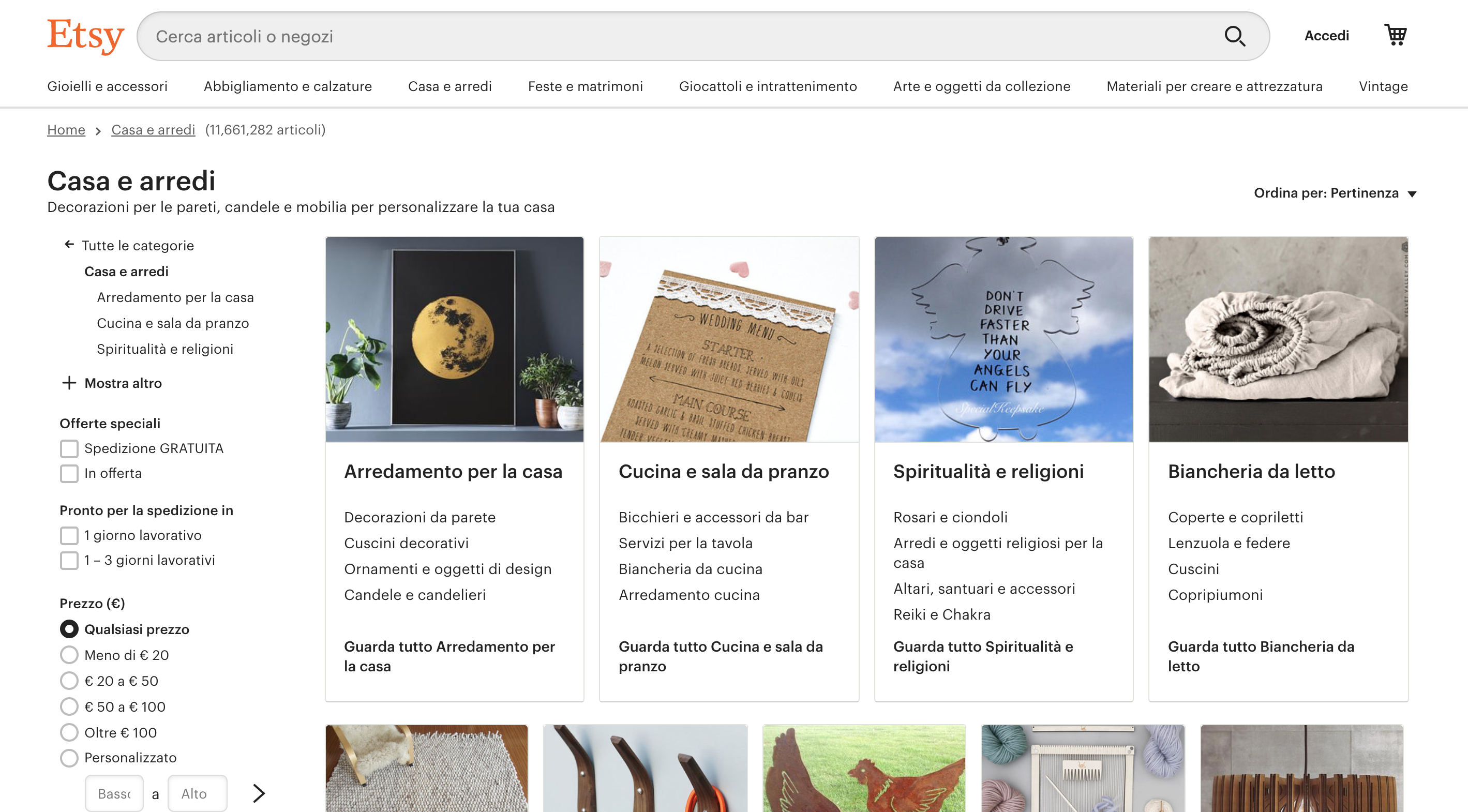 Etsy siti arredamento online