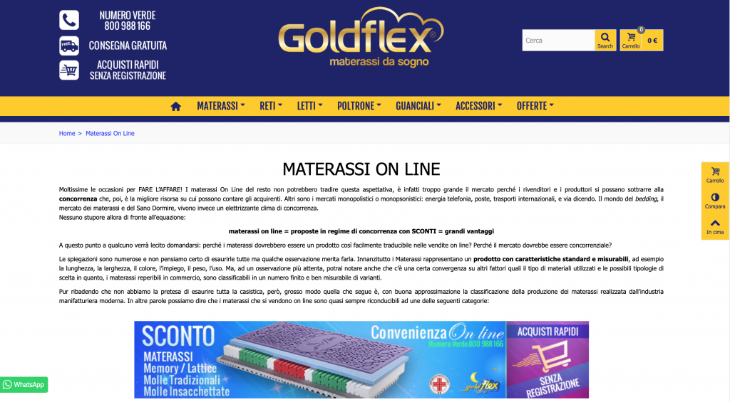 Goldflex materassi online
